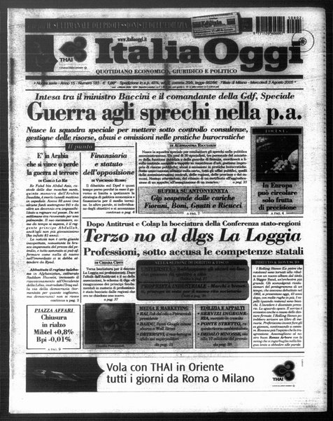 Italia oggi : quotidiano di economia finanza e politica